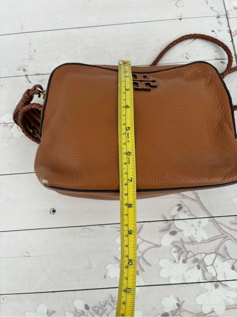Tory Burch Cognac Leather Crossbody with Tassel